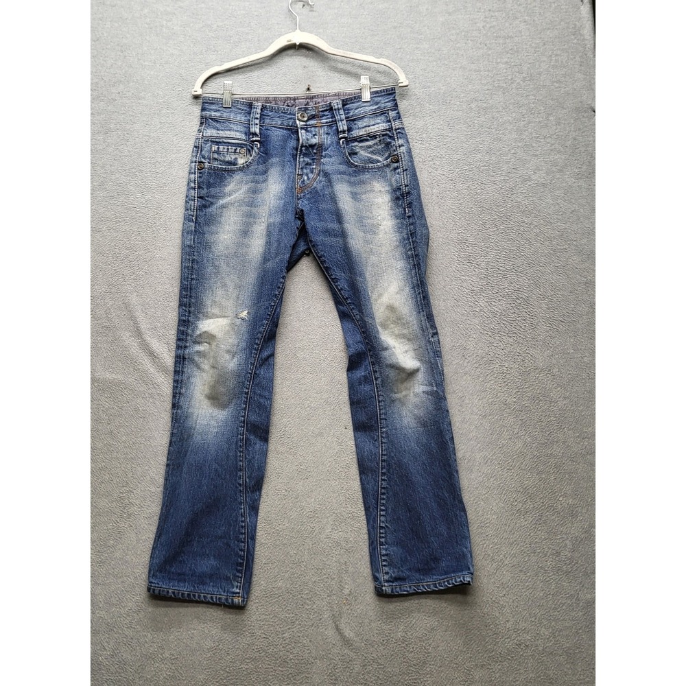 VINTAGE G-Star Raw Men Jeans 28X32 Blue Denim Y2K Arc 3D Slim Distressed